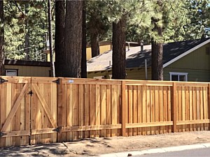 Board on Board Style Privacy Redwood Fence